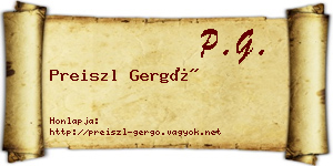 Preiszl Gergő névjegykártya